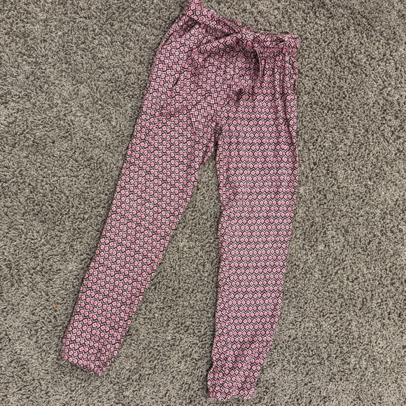 Monsoon Other - Monsoon girls Pink and Brown Geometric jogger Pants, size 7-8